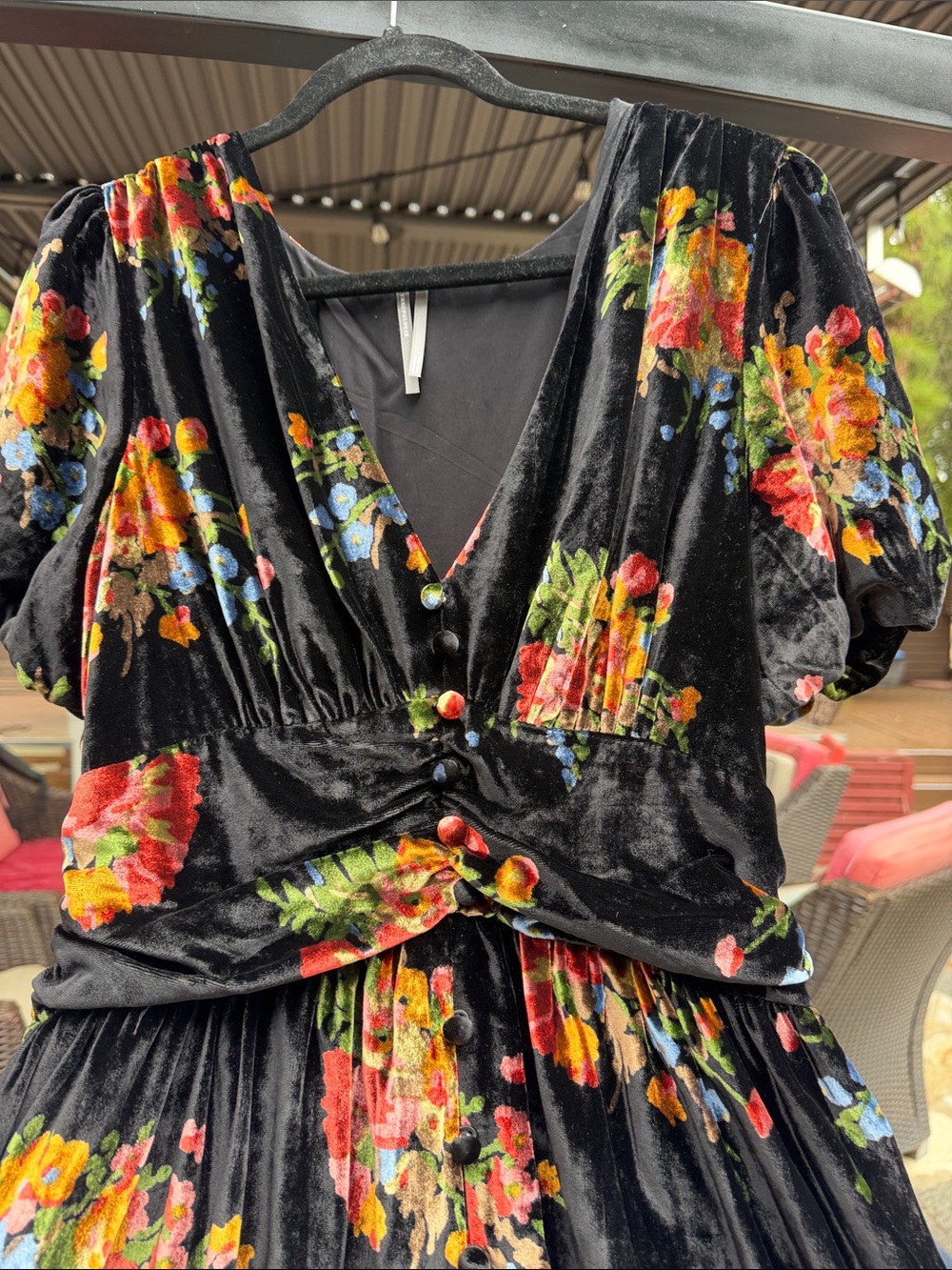 Anthropologie AnthroPOlogie Black Floral Velvet Maxi Midi Dress NWOT Size M - Picture 3 of 4
